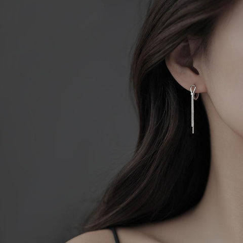 925 Sterling Silver Tassel Hoops Earrings For Women Wedding Jewelry -JW01424-Veeddydropshipping