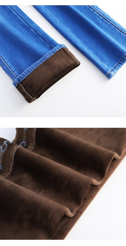Women Warm Flare Jeans High Waist Oversize-WF00434-Veeddydropshipping