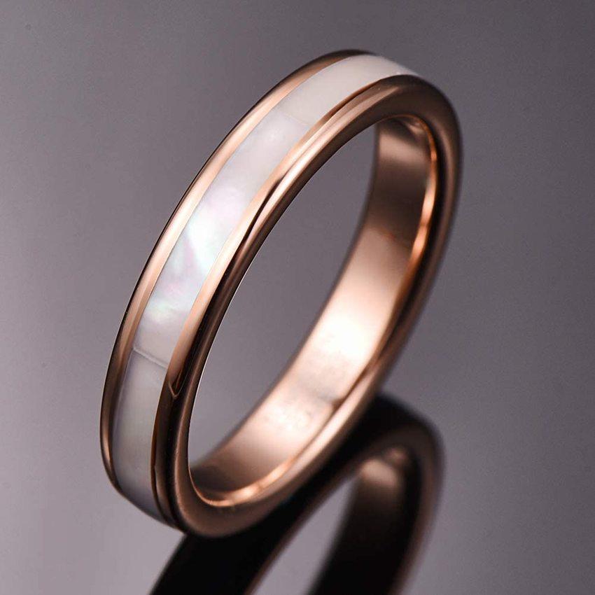 Tungsten Carbide Ring Women Rose Gold Steel Ring -JW00442-Veeddydropshipping