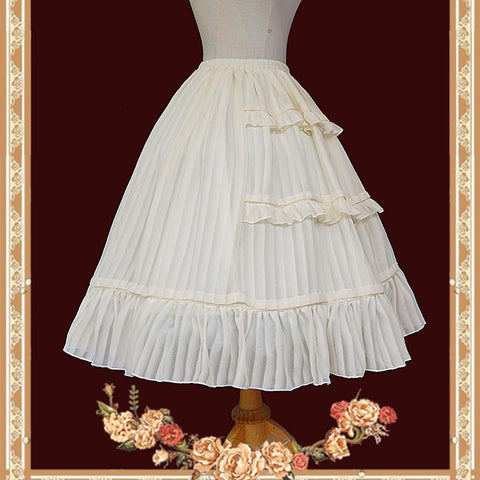 Sweet Ruffled Lolita Petticoat Midi A-line skirt-WF00571-Veeddydropshipping