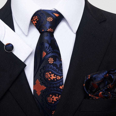 Many Color Classic Red Silk Tie Pocket Squares Cufflink Set Men-JW01302-Veeddydropshipping