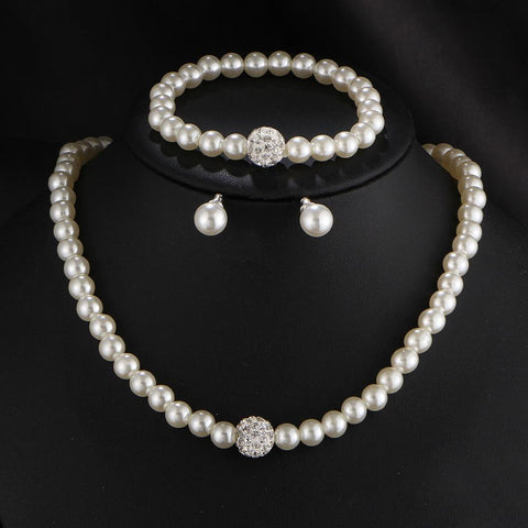 pearl Bridal Jewelry Sets  Pearl Drop  Wedding Jewelry Sets  -JW00280-Veeddydropshipping