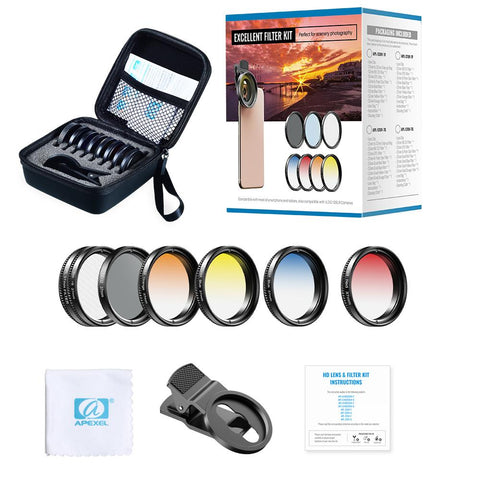 APEXEL 37mm 7in1 Gradient Filter Lens Kit Gradual-PA01218-Veeddydropshipping