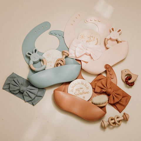 1set Baby Care Products Silicone Bibs Headband Baby Milestones Brush-TB00786-Veeddydropshipping