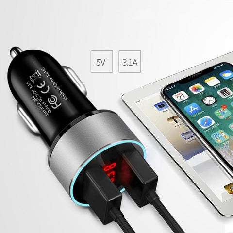 USB Car Charger LED Display Phone Adapter-PA01146-Veeddydropshipping