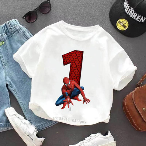 New Children T-Shirt Girl Boy Marvels SpiderMan Letter A-Z Kawaii-TB01130-Veeddydropshipping