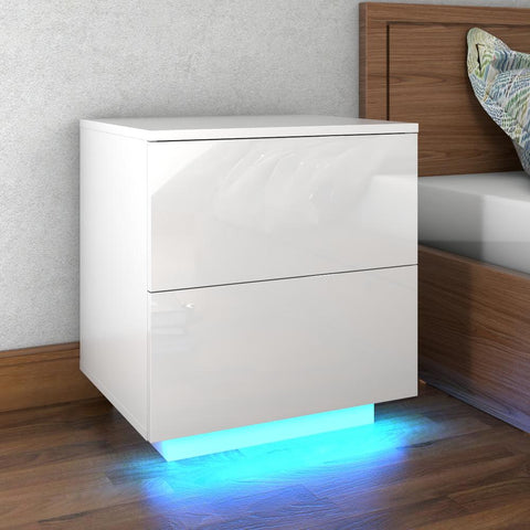 LED Nightstands Coffee Tables With 2 Drawers-HA01738-Veeddydropshipping