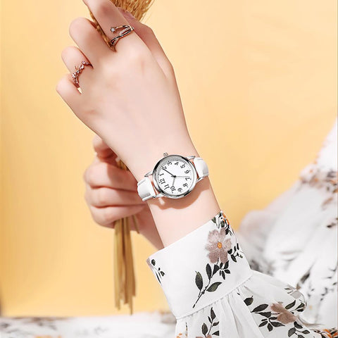 Quartz Watch Numerals Simple Leather Strap Lady-JW01057-Veeddydropshipping