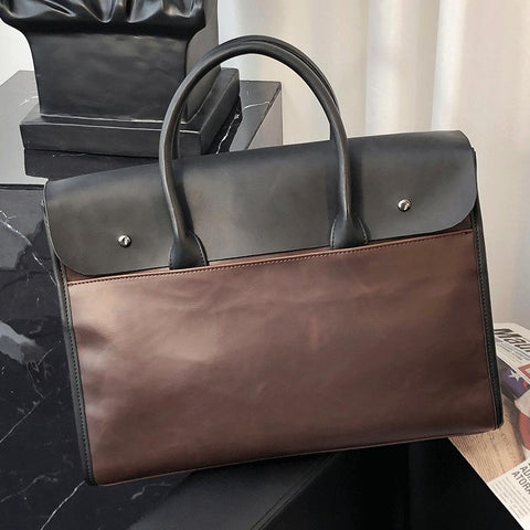 Leather Big Handbag Large Capacity Travel A4 Bag Male-BS00461-Veeddydropshipping