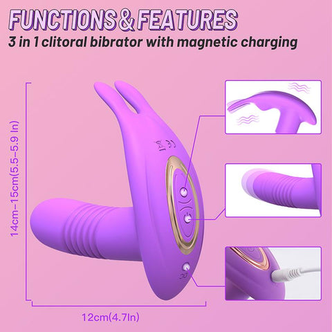 Rotating Vibrator Thrusting Dildo Telescopic Remote Masturbator Female Vagina -BH01248-Veeddydropshipping