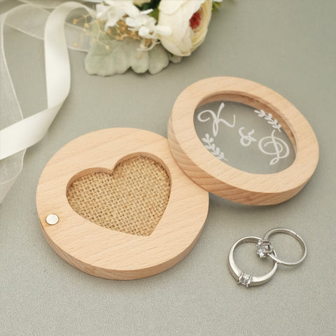 Personalised Wedding Rings Box Rustic Wood-HA00828-Veeddydropshipping
