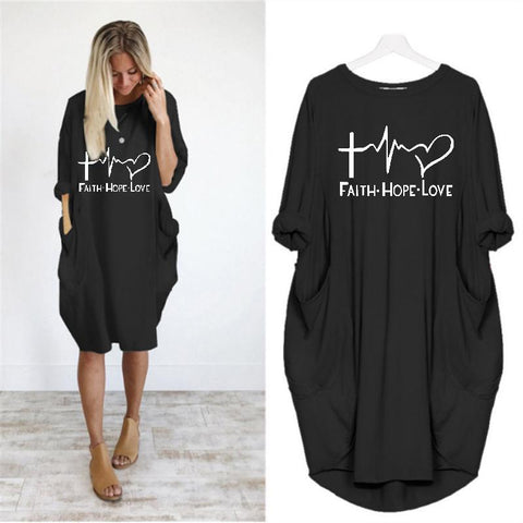 S-5XL Large Size Maternity Dress New Summer Round Neck Leisure Time Wide Pocket-TB00560-Veeddydropshipping