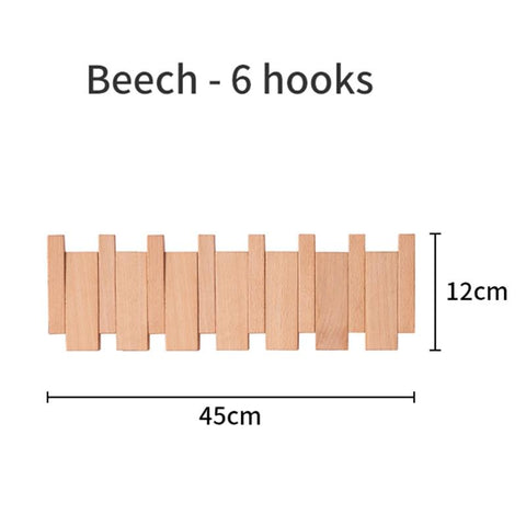 Beech Walnut Coat Rack Wall Mounted Sticks-HA01718-Veeddydropshipping