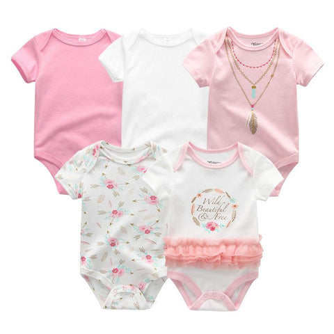 New Born Bodysuits 2023 Unisex 5Pieces Baby Girl Clothes Solid-TB00313-Veeddydropshipping