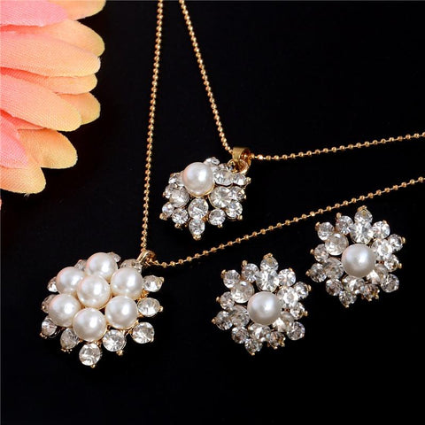 Crystal Jewelry Set  Classic Round Pendant Wedding Jewelry Set -JW00302-Veeddydropshipping