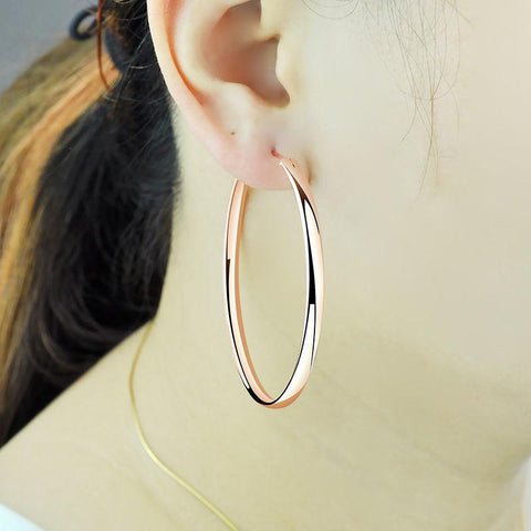 New Platinum Plated 925 Sterling Silver Women Hoop Earrings-JW00052-Veeddydropshipping