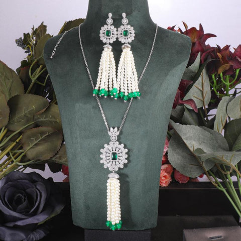 Luxury Big 2pcs Jewelry Set With Cubic Zirconia  -JW00321-Veeddydropshipping