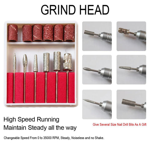 Nail Drill Machine Electric Manicure 5pcs Milling Cutter Set tools-BH01050-Veeddydropshipping
