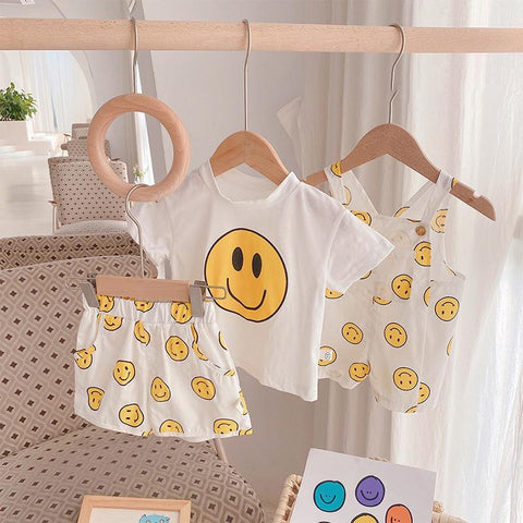 Kids Clothes Smile Print T-shirt Girls Tees Cotton Boys Tops-TB00949-Veeddydropshipping