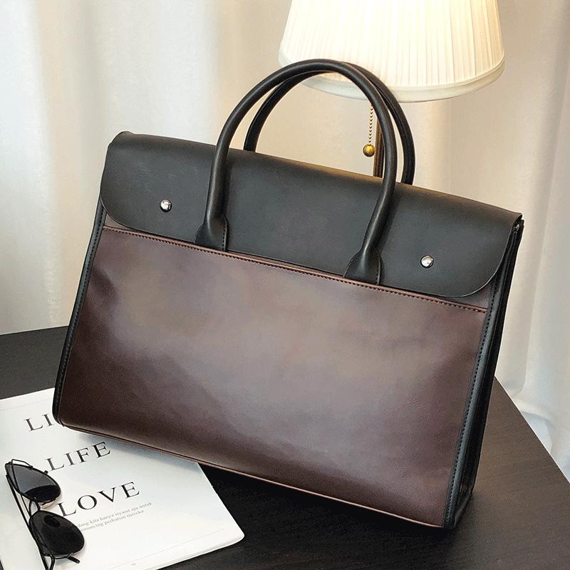 Leather Big Handbag Large Capacity Travel A4 Bag Male-BS00461-Veeddydropshipping