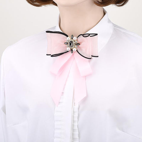 Lace Bow Tie Brooches Fashion Women-WF01245-Veeddydropshipping