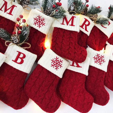 Christmas Knitting Socks A-Z Alphabet Pendant Socks-HA00763-Veeddydropshipping