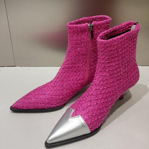 Pointed Toe Fashion Bling Ladies Modern Ankle Boots-BS00947-Veeddydropshipping