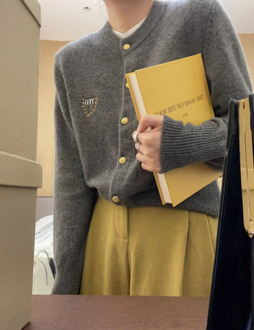 High-end embroidered cashmere sweater long-sleeved-WF00037-Veeddydropshipping