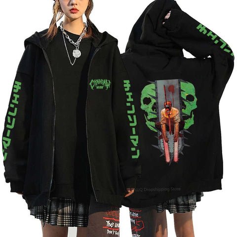 Anime Chainsaw Man Sweatshirts Denji Hooded Hoodies Makima Zipper Jacket-TB01338-Veeddydropshipping