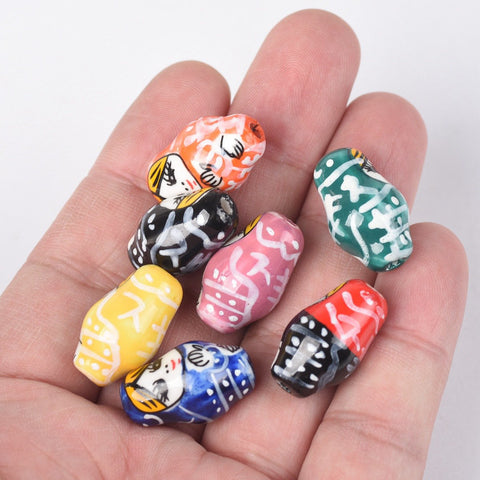 Russian Doll Shape Patterns Ceramic Porcelain Loose Beads-JW01489-Veeddydropshipping
