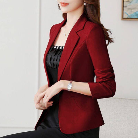 Women Slim Elegant Notched Single Button Fashion Blazers-WF00337-Veeddydropshipping