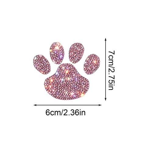 Crystal Dog Paw Print Car Stickers Bling Rhinestone Paw Decals Car Window-AM00076-Veeddydropshipping