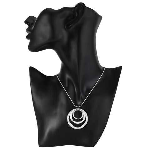 925 Sterling Silver 18 Inches Circle Pendant Chain Frosted Necklace  -JW00229-Veeddydropshipping