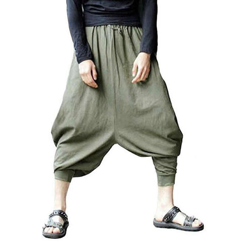 Linen Harem Pants Men Baggy Japanese Style Joggers-Veeddydropshipping