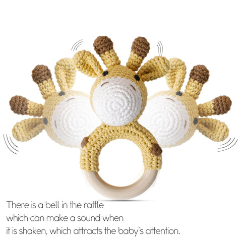 4PC/1PC Baby Toys Wooden Teether Crochet Animals BPA Free Rattle Toy-TB00503-Veeddydropshipping