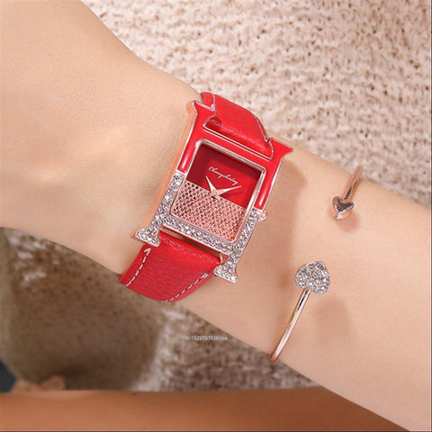 Diamond Luxury Leather Ladies Quartz Watch Crystal -JW00940-Veeddydropshipping
