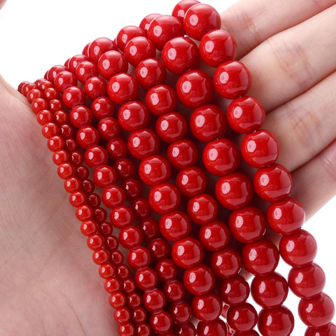 Natural Red Coral Turquoises Agates Stone Round Loose Beads-JW01488-Veeddydropshipping