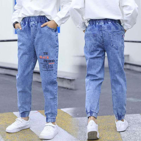 Boys Jeans Kids Casual High Waist Jean Pant Cartoon Printed Denim-TB01258-Veeddydropshipping