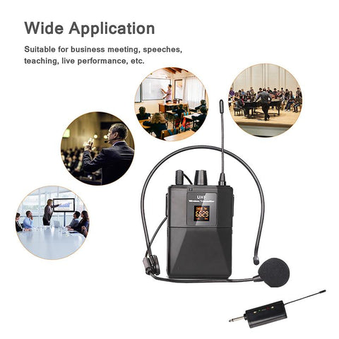 UHF Wireless Headset Microphone with Transmitter Receiver LED Digital Display -CE01236-Veeddydropshipping