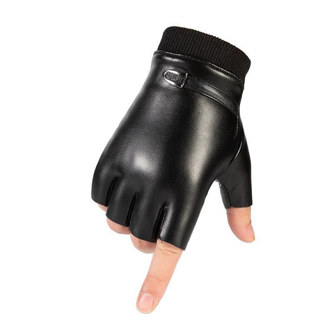 Breathable PU Leather Gloves Winter Fingerless Mittens Half Finger Gloves-OS01007-Veeddydropshipping