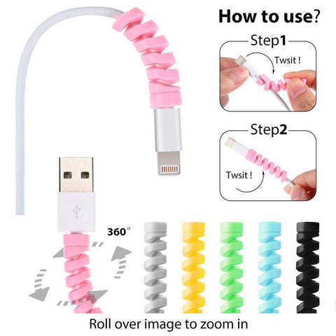 10 Pcs Spiral Cable Protector Silicone Data Line Protective Winder For Iphone Android USB Charging-PA00859-Veeddydropshipping