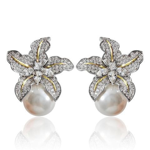 Gorgeous Flower Imitation Pearl Earrings Women Luxury  -JW00175-Veeddydropshipping