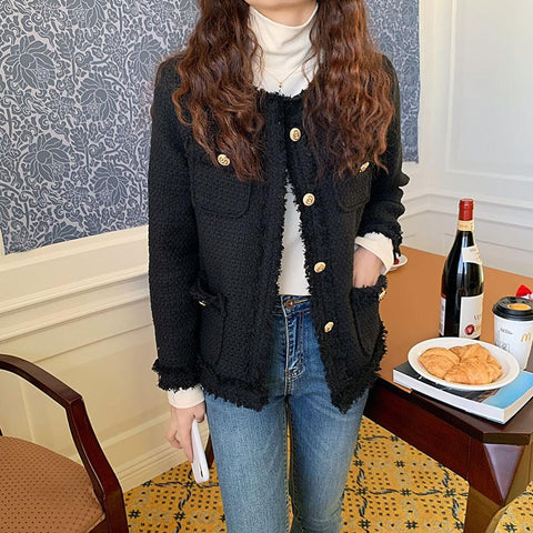 Spring Luxury Vintage Tweed Jackets Women-Veeddydropshipping