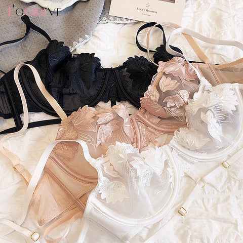 Women Lace Underwear Set Embroidery Bra-WF00923-Veeddydropshipping