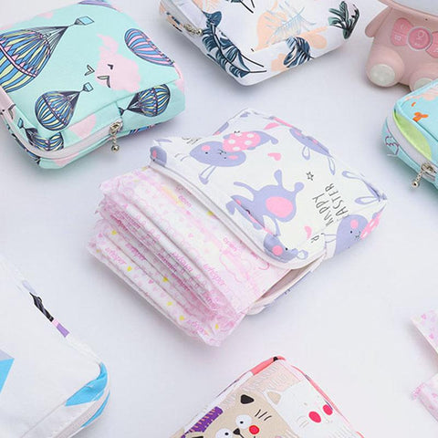 Cute Girl Makeup Lipstick Mini Sanitary Napkins Bags Women Small Cosmetic Bag Kit Travel Earphone-PA00914-Veeddydropshipping
