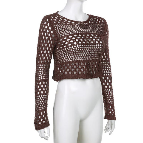 Women Sweater Vintage Wool Knit Crew Neck Long Sleeve-WF00121-Veeddydropshipping