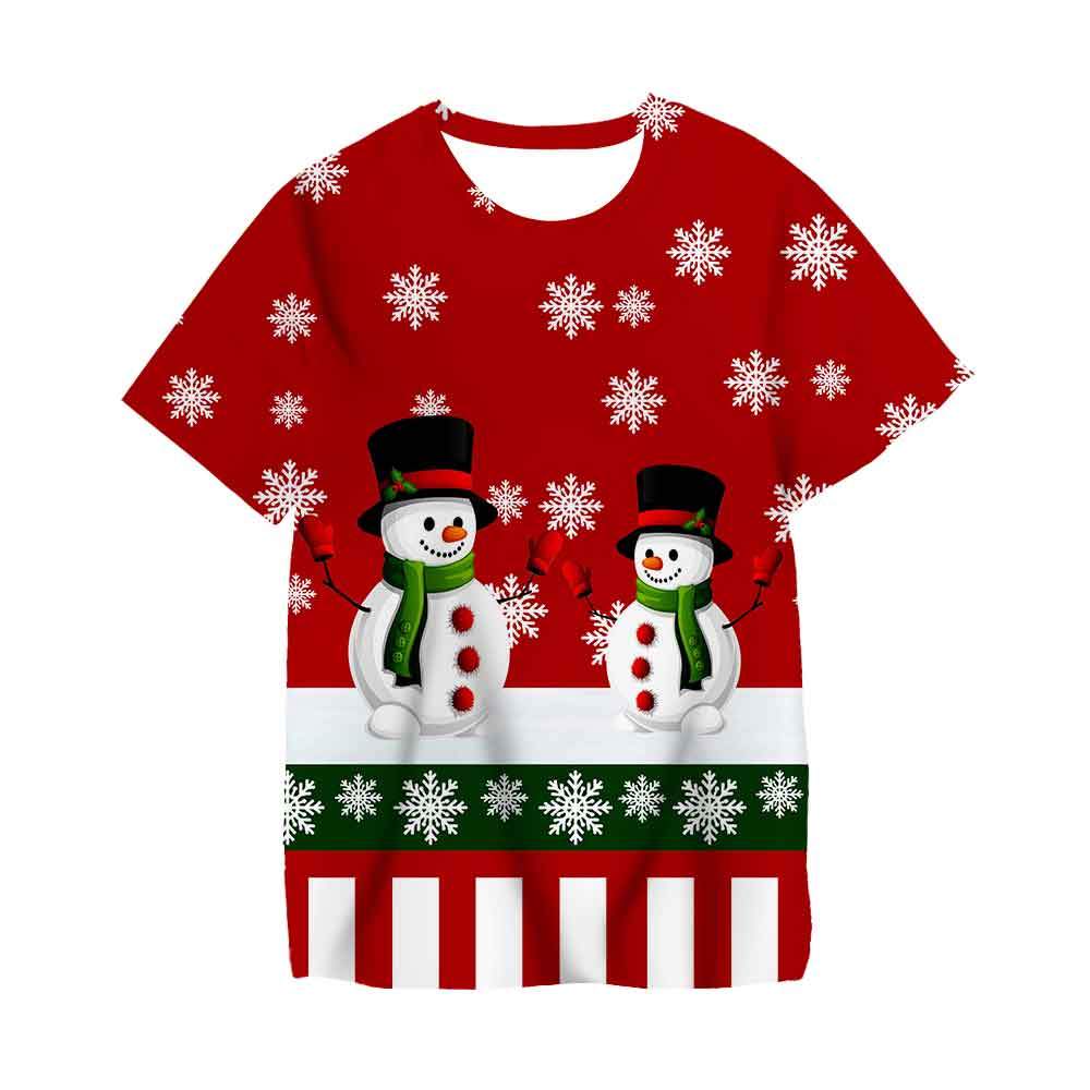 3-14Ys Kids Clothes Santa Claus With Deer Graphic Tee Shirt Merry-TB01158-Veeddydropshipping
