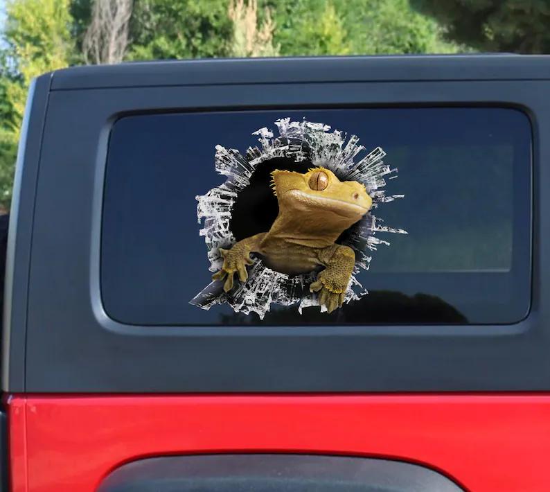 sticker, car sticker, Crested Gecko car decal, funny-AM01003-Veeddydropshipping