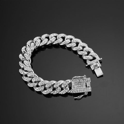 Men Hip hop iced out bling mask pendant and cuban bracele -JW00250-Veeddydropshipping
