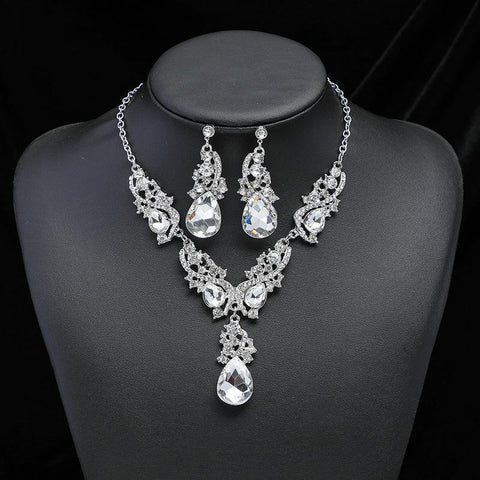 Fashion Multiple Crystal Prom Wedding Jewelry Sets -JW00379-Veeddydropshipping